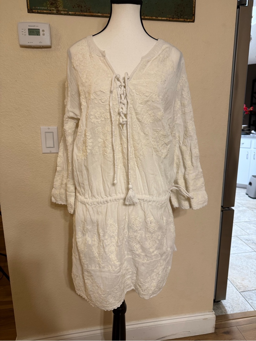 Soft Surroundings Floral Tunic Coverup Size Large Embroidered Texture Summer